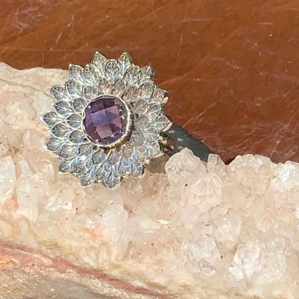 AMETHYST 925 STERLING SILVER RING, SIZE 7.75